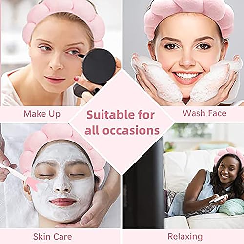 Miniatura 7 de Deacocal Diadema de spa para lavar la cara, de tela de rizo, para el cuidado de la piel, esponja suave, diadema de maquillaje para mujeres y niñas,