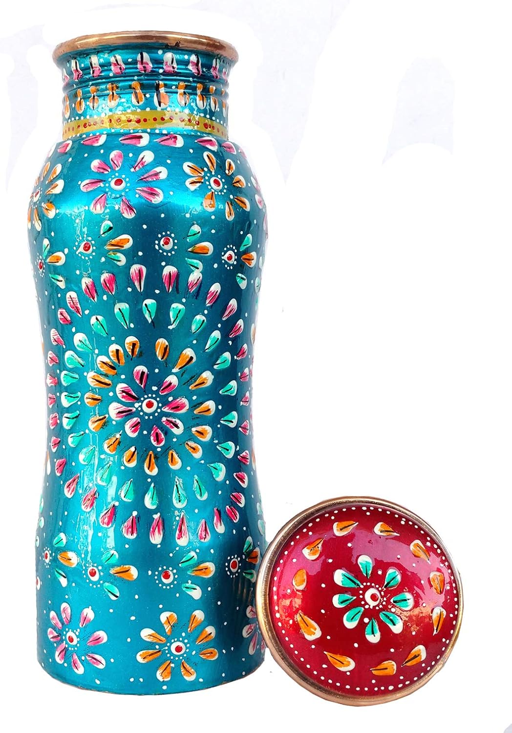 Rastogi Handicrafts Hand Painted Curve Water Bottle Capacity 500 ml Colored Art Work