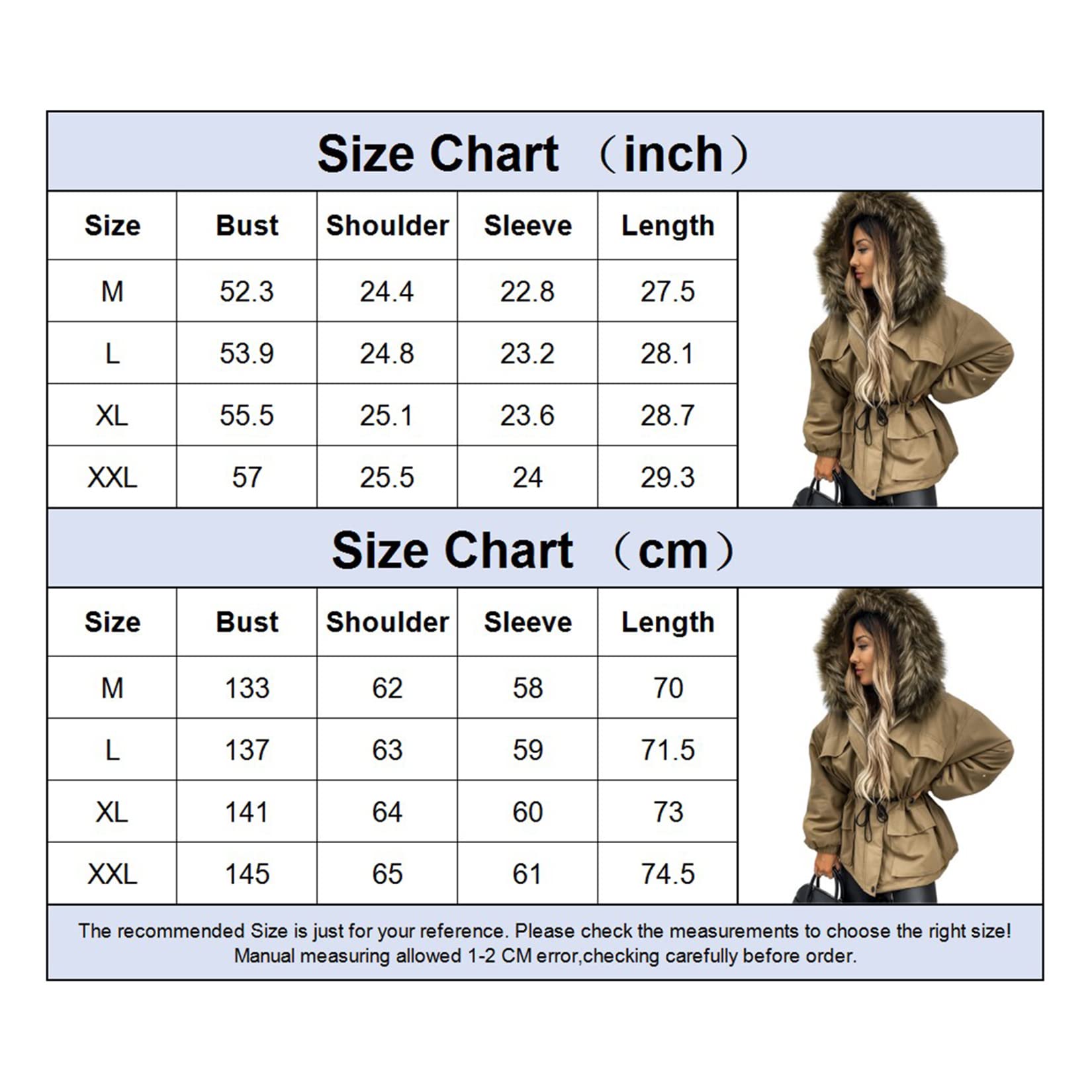 amropi Manteau de Parka Femmes Veste Capuche en Fourrure d'hiver Blouson Manteaux