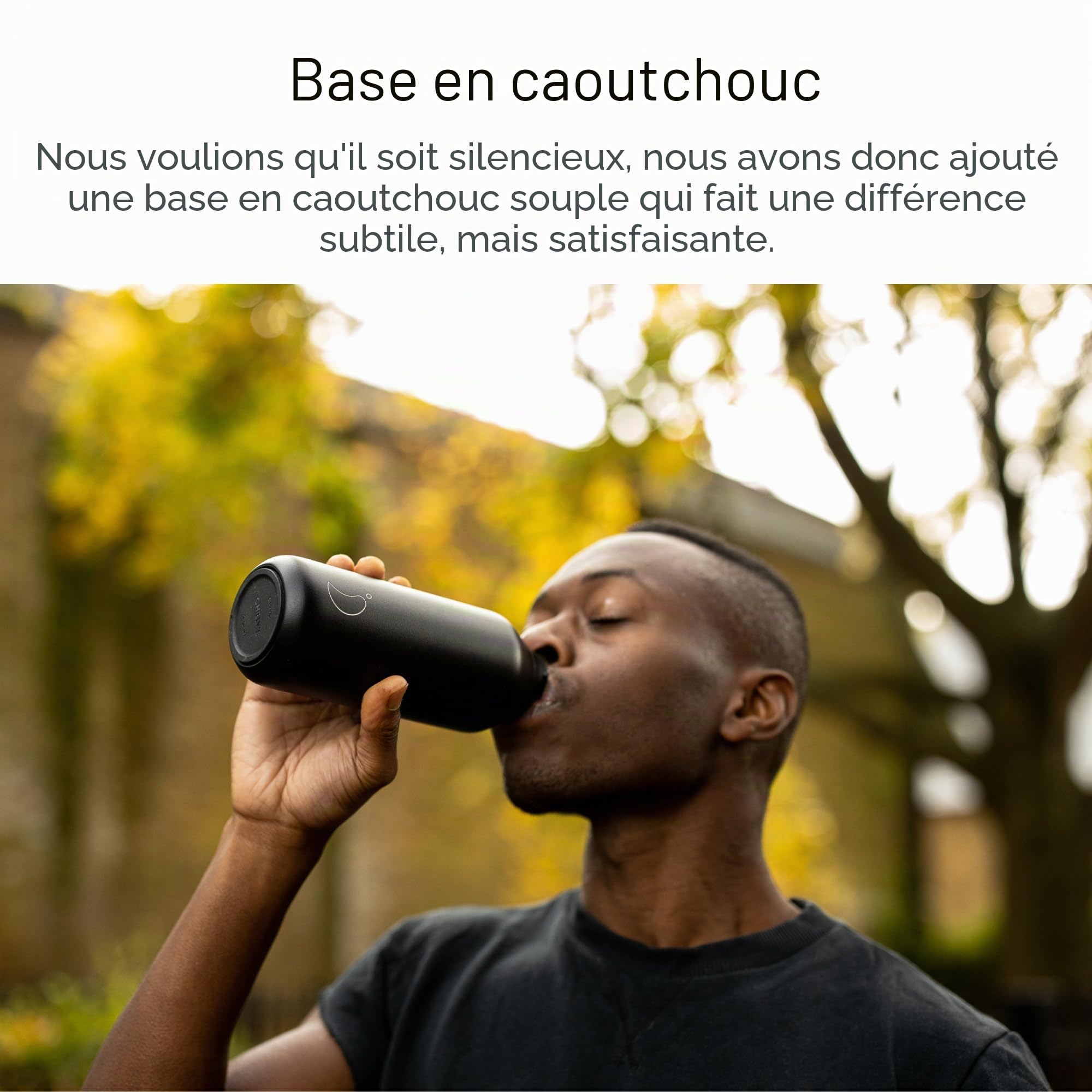 Chilly's Gourde Series 2 - Bouteille Isotherme en Inox avec Collerette Souple & Anse - Thermos pour Boissons Chaudes & Froides - Étanche, Sans Condensation - Abyss Black, 500ml