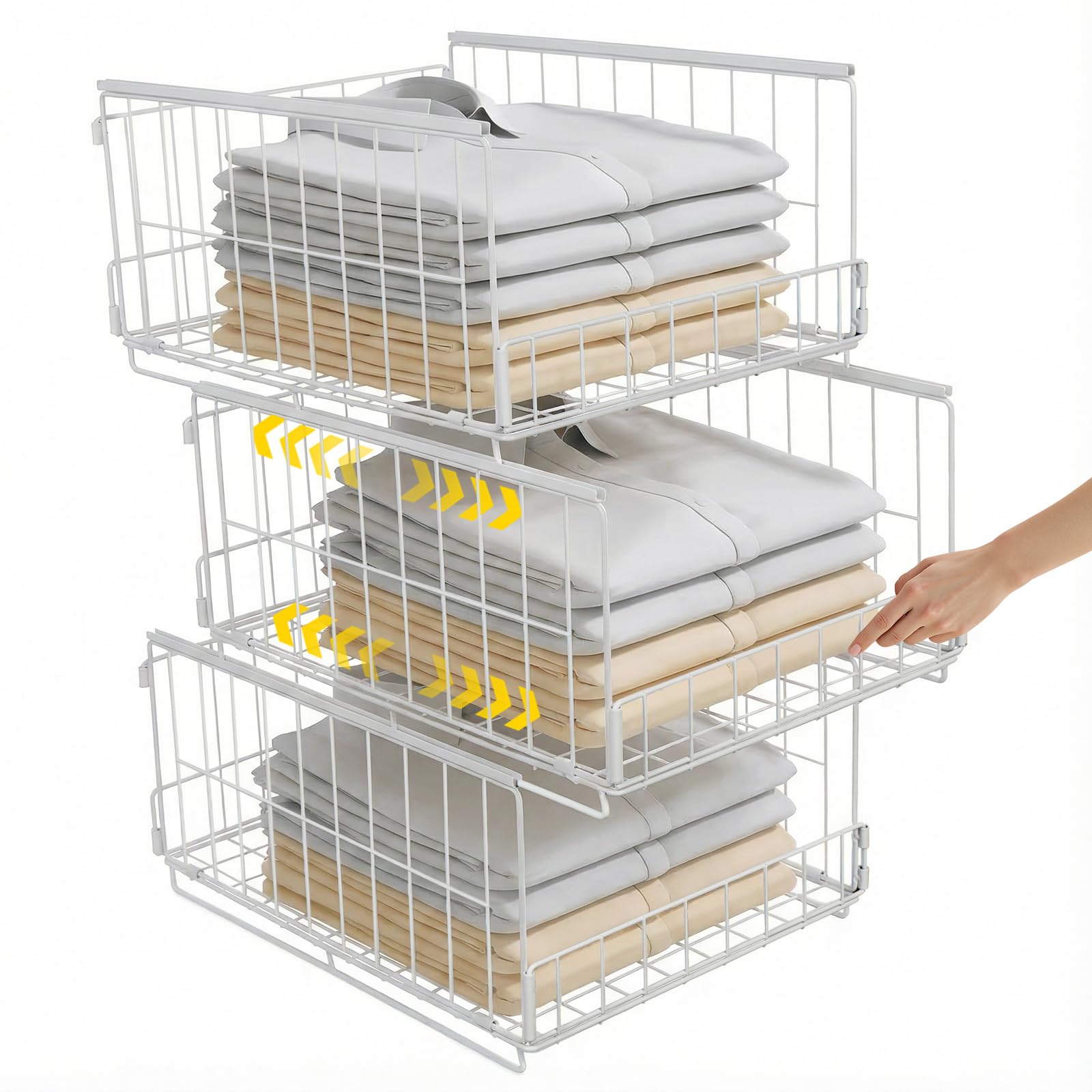 HOTOOLME Sliding Closet Organizers Wardrobe Clothes Storage Shelves
