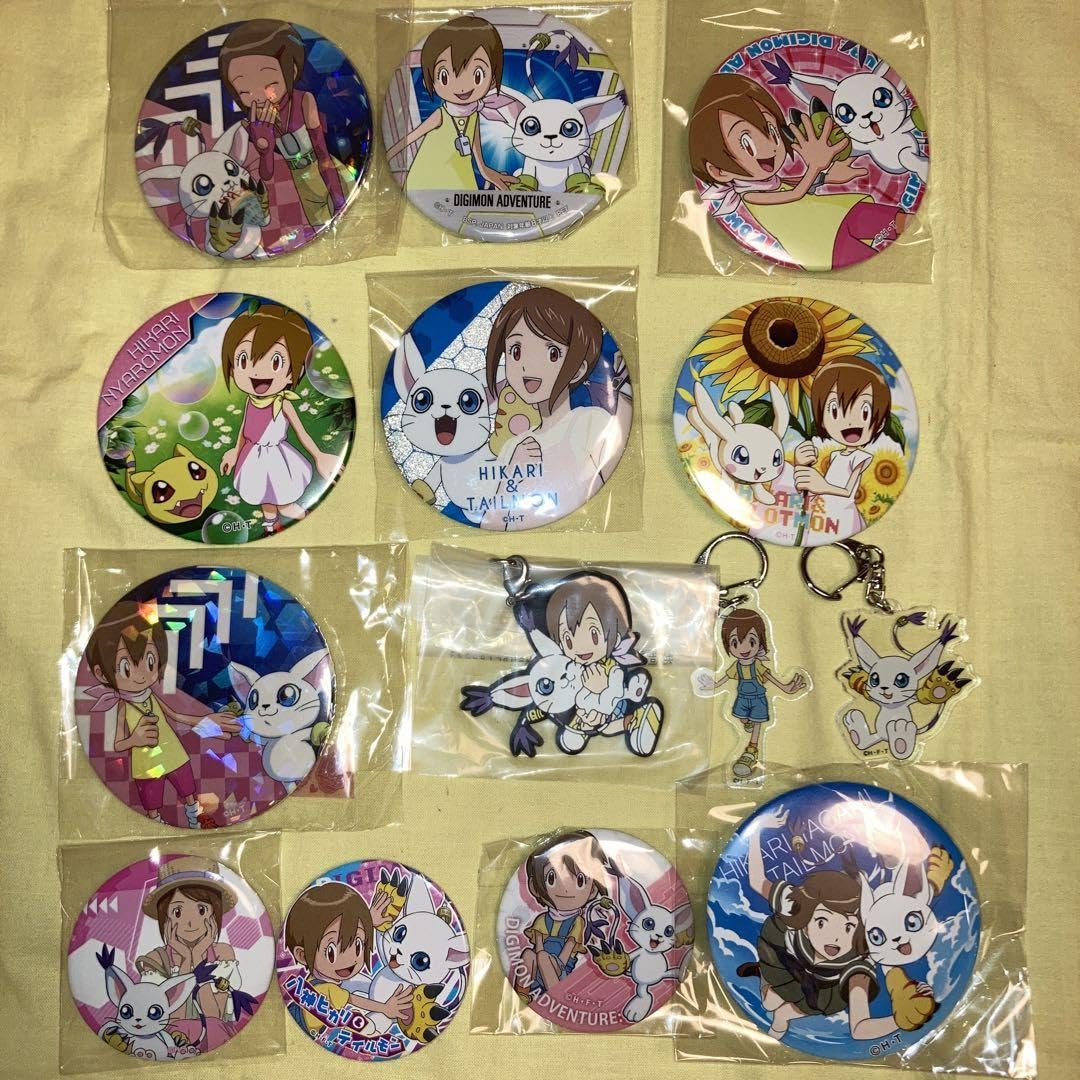 デジモン キッチンカー 八神ヒカリ テイルモン 進化スクエア缶バッジ6 
