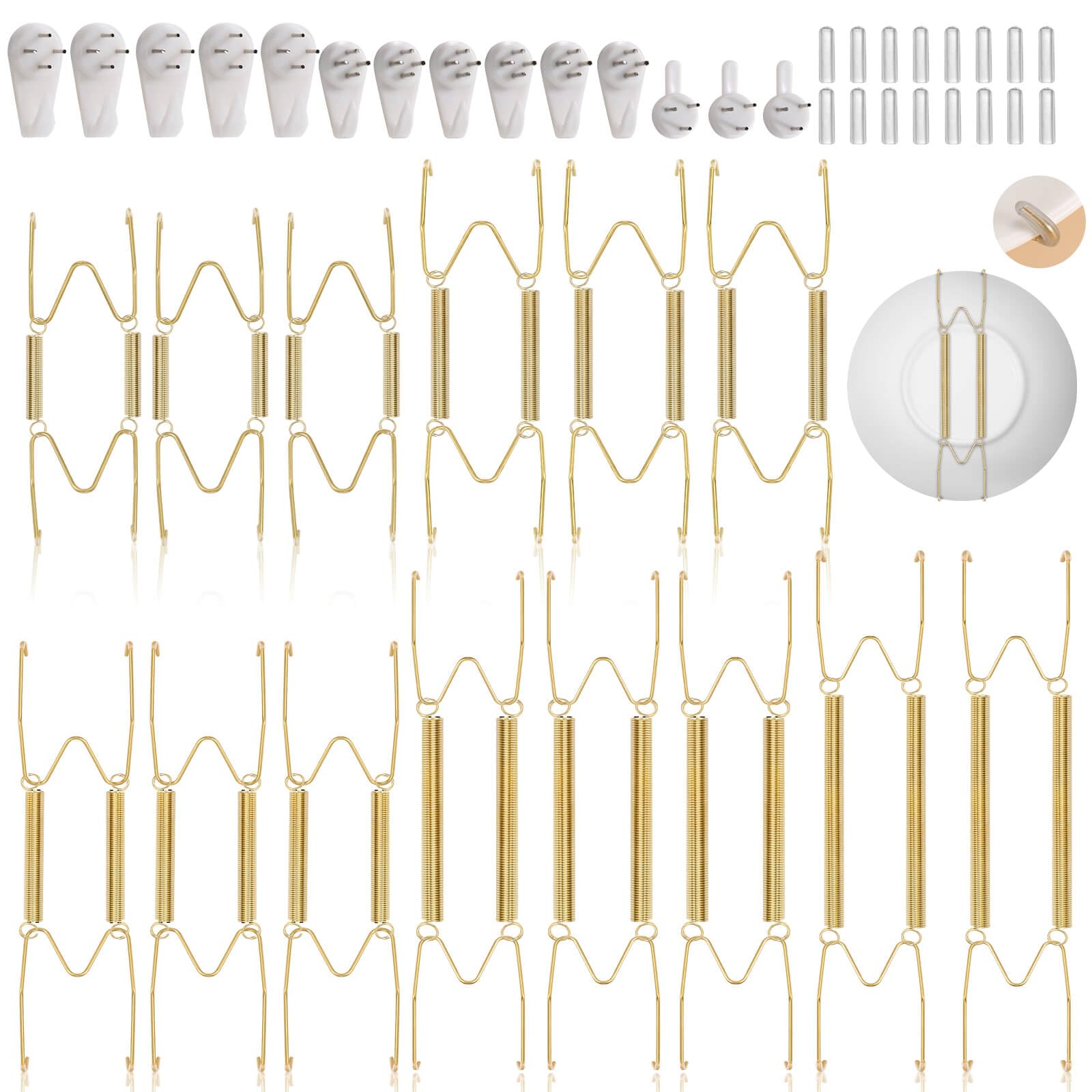 14 pcs plate hangers for the wall 4681012 inch invisible decorative wall plate hangers stainless steel plates walls hanger for display various sizes with hooks for decorative