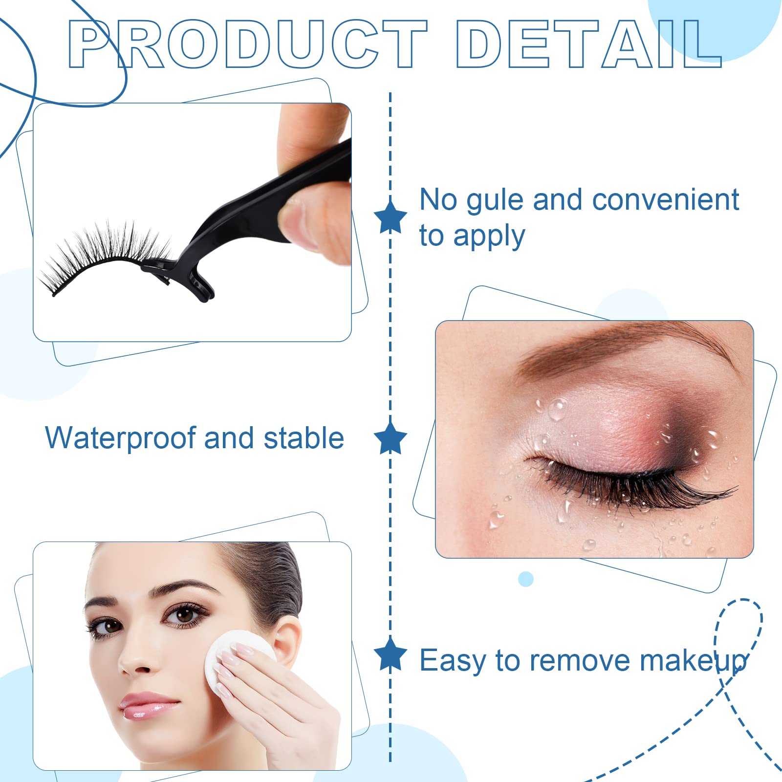 32 Pairs Self Adhesive Eyelashes with Tweezers, Reusable Adhesive False No Glue Natural Look Fake Waterproof Pre Glued Eyelashes Bulk for Women Girls Gift
