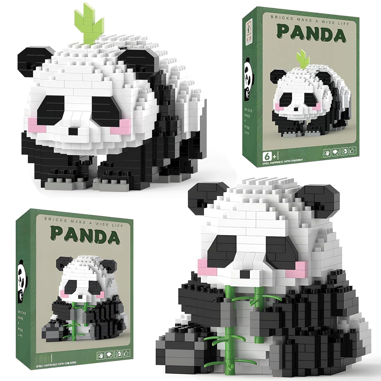 Spiritzohic Panda Building Blocks, 2PCS Panda DIY Building Sets 3D Puzzle Brick Animals Buildings Bricks Micro Buildings Block Set Creativity Bricks Micro Construction Bricks Gift for Birthday
