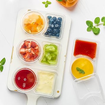 40 Sets 6 oz Double Compartment Condiment Containers with Lids, Reusable Snack Pack Containers for Meal Prep, Dipping Sauce, Portion Control, Travel Snack