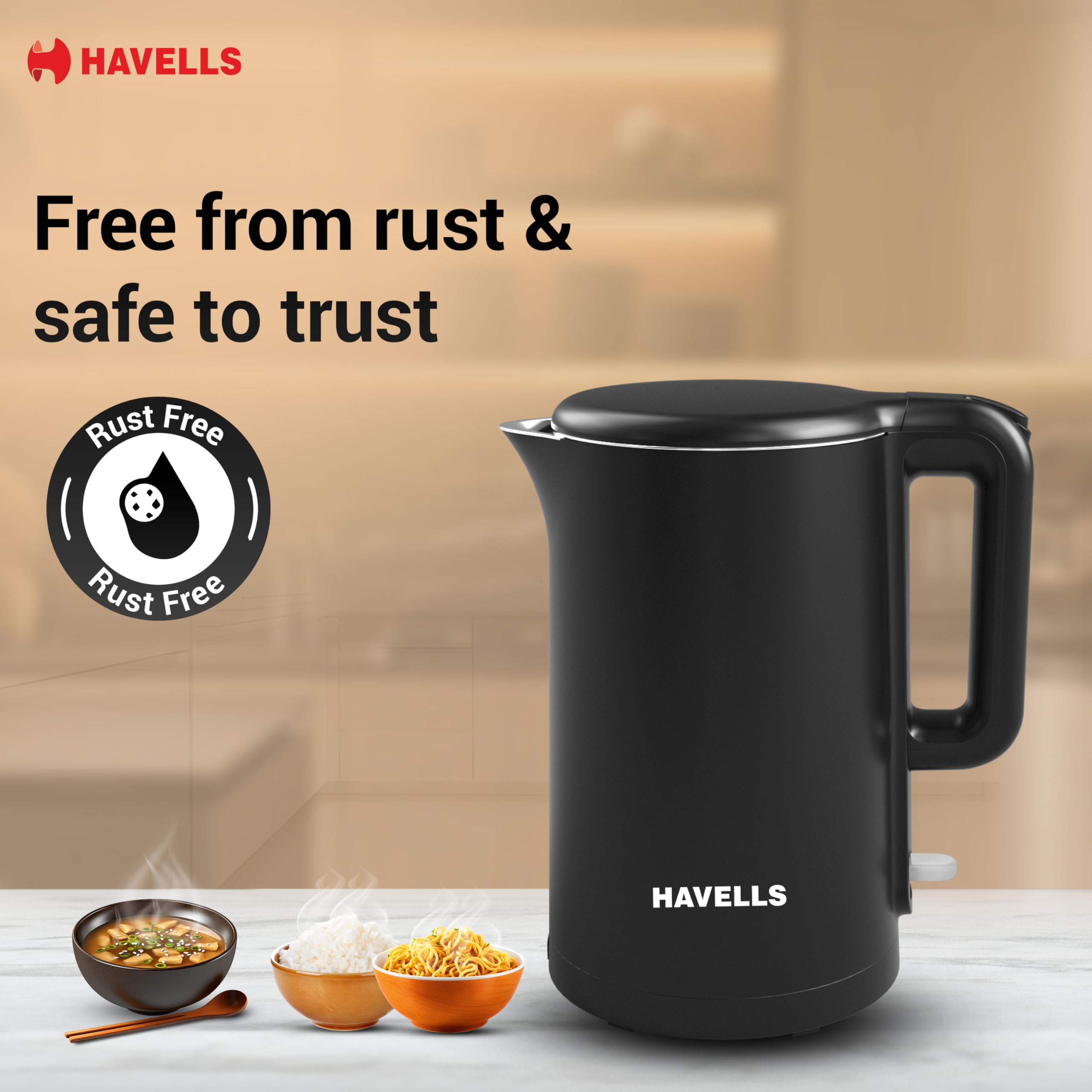 Havells Caro Electric Kettle - 1.5L Black -5