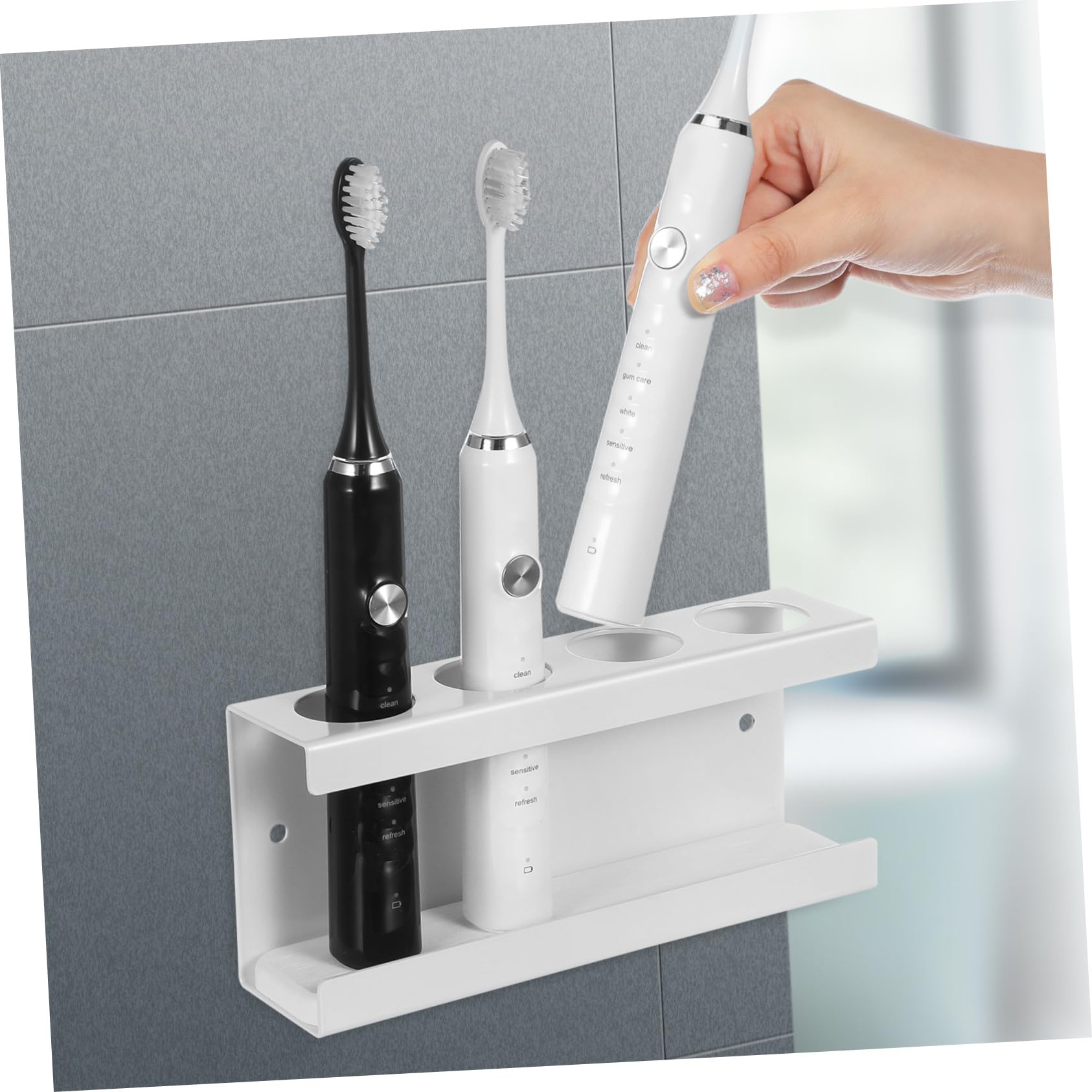 SOLUSTRE Portacepillos de Dientes Eléctrico para Baño Soporte de Pared Ranuras para Cepillos Eléctricos y Pasta de Dientes Organizador de Baño para Hotel o Casa