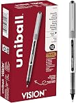 uni-ball VISION Rollerball, Stick Roller Ball Pen Fine-0.7mm, 12 Pack, Black Ink (60126)