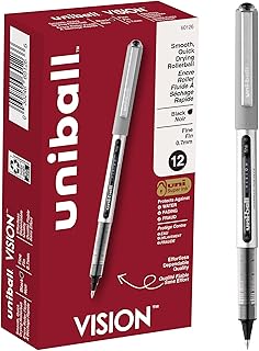 uni-ball(R) Vision(TM) Rollerball Pens, 0.7 mm, Fine Point, Gray Barrel, Black Ink, Pack Of 12, 60126