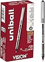 uni-ball(R) Vision(TM) Rollerball Pens, 0.7 mm, Fine Point, Gray Barrel, Black Ink, Pack Of 12, 60126