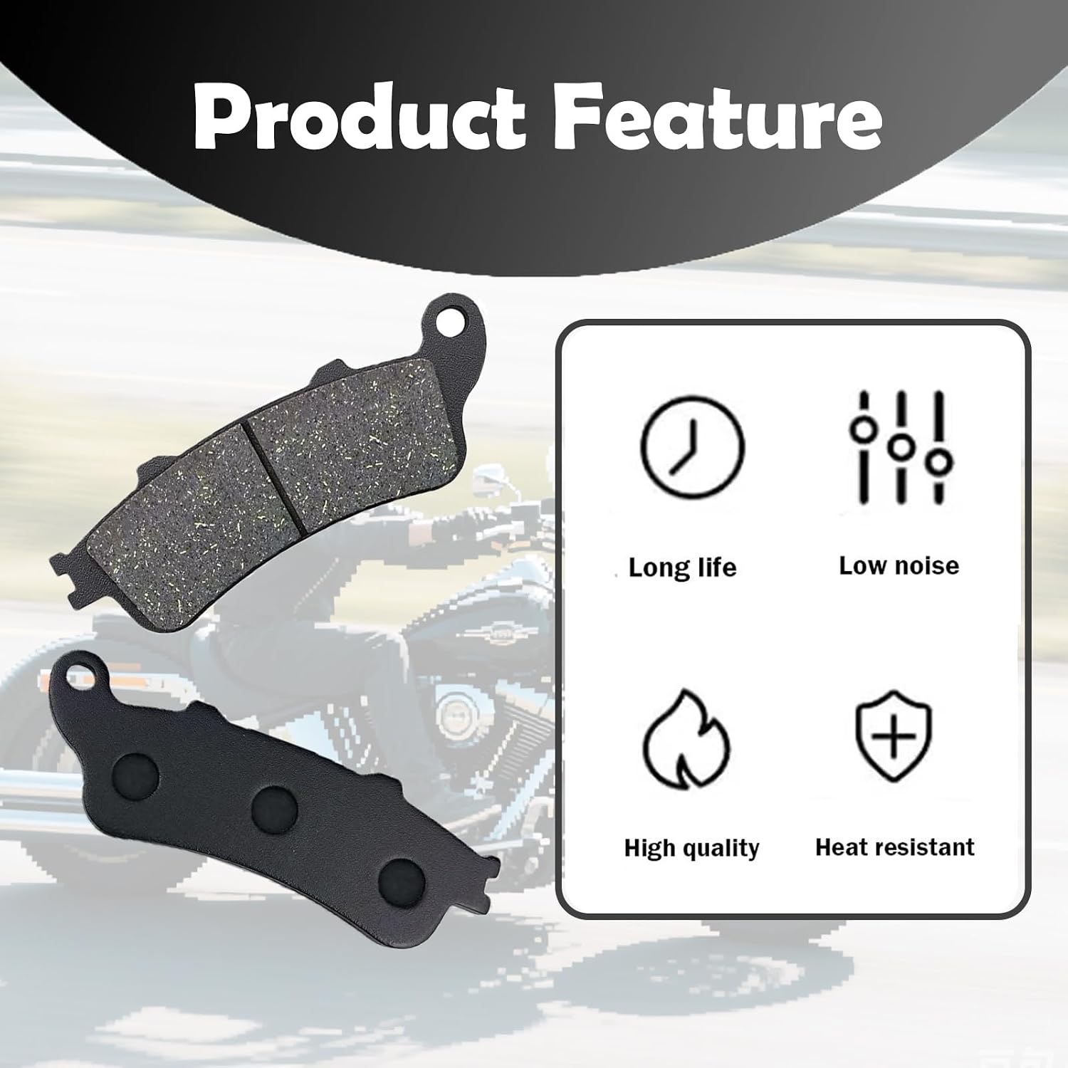 VTX 1800 Brake Pads Front and Rear for Honda VTX 1800 2002-2013 Goldwing 1800 GL1800 CBR 1100 XX Blackbird VFR800 F Interceptor 800 ST1300 ST1100 Varadero XL 1000 NRX 1800 Rune