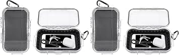 Waterproof Dry Box Protective Case, IP67 Water Resistant Portable Micro Case Watertight Storage Box for Phones, Knives, Wallets, Watches Transparent, Small Pack of 2