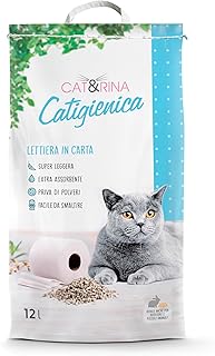 Cat&Rina Extra-absorbierendes Papier-Katzenstreu. Biologisch abbaubar und in der Toilette zu entsorgen.Staubfreies und superleichtes Katzenstreu | 12L product image