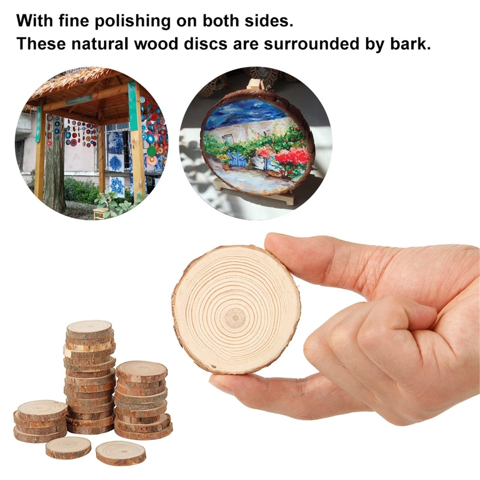 plastry drewna 30 szt. 3-4 cm niedokończone drewniane kółka plasterki drzewa DIY okrągłe drewniane rzemiosło na wesele dekoracje świąteczne