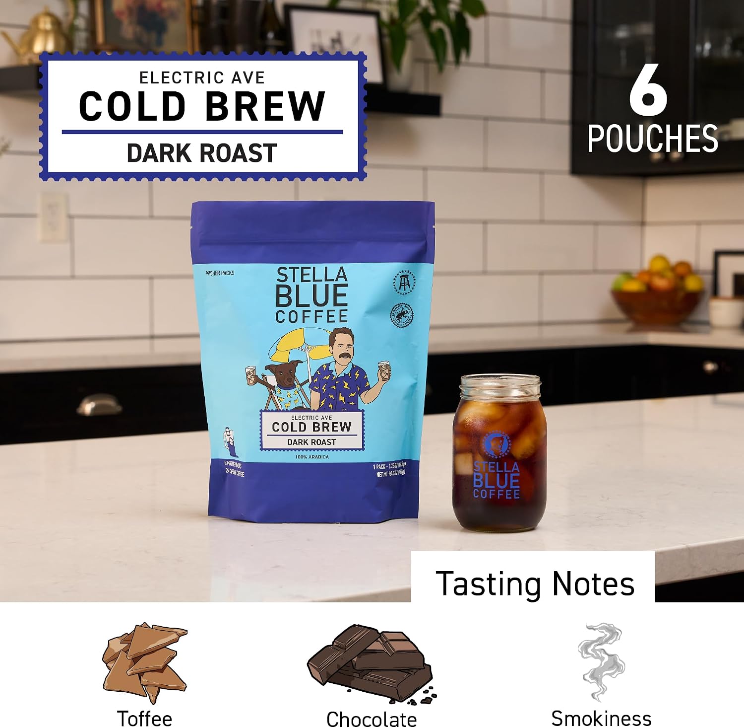 Stella Blue Cold Brew DarkRoast Electric Avenue Coffee — кофе, произведенный в Центральной Америке с соблюдением принципов этического и устойчивого развития — помогает поддерживать организацию PAWS Chicago