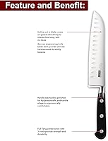 Vista 7 de Cooks Standard High Carbon Stainless Steel Knife Set 2-Piece, 8" Chef’s Knife and 7" Santoku Knife Classic Sharp Kitchen Knives Set, Ergonomic Handle