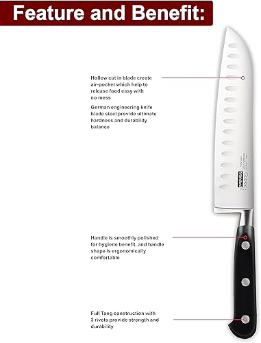Vista 7 de Cooks Standard High Carbon Stainless Steel Knife Set 2-Piece, 8" Chef’s Knife and 7" Santoku Knife Classic Sharp Kitchen Knives Set, Ergonomic Handle