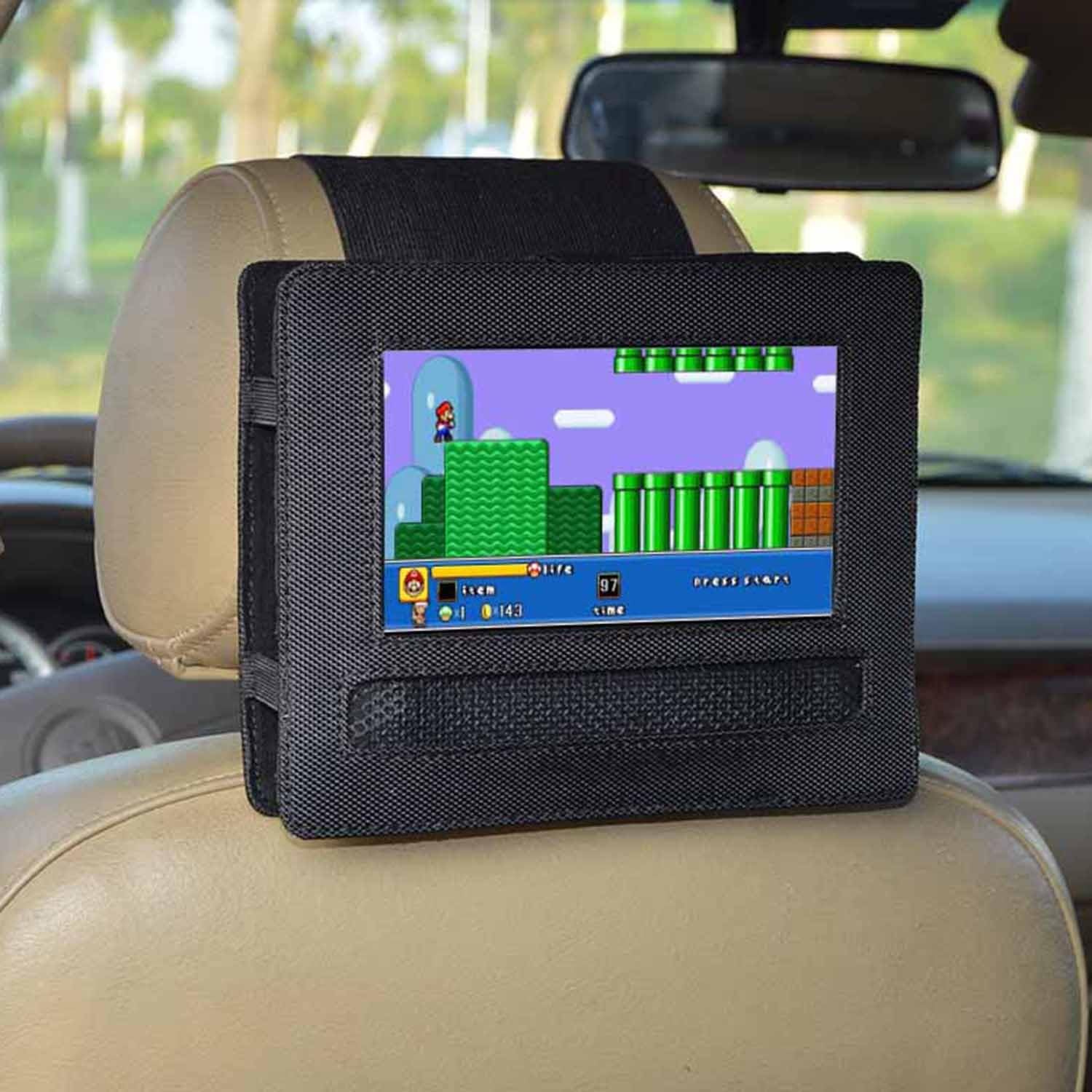 E-LU Car Headrest Mount Holder for APEMAN 7.5'' Portable DVD Player with Swivel Screen and Fits Other 7-7.5" Swivel Screen Portable DVD Player (Black)