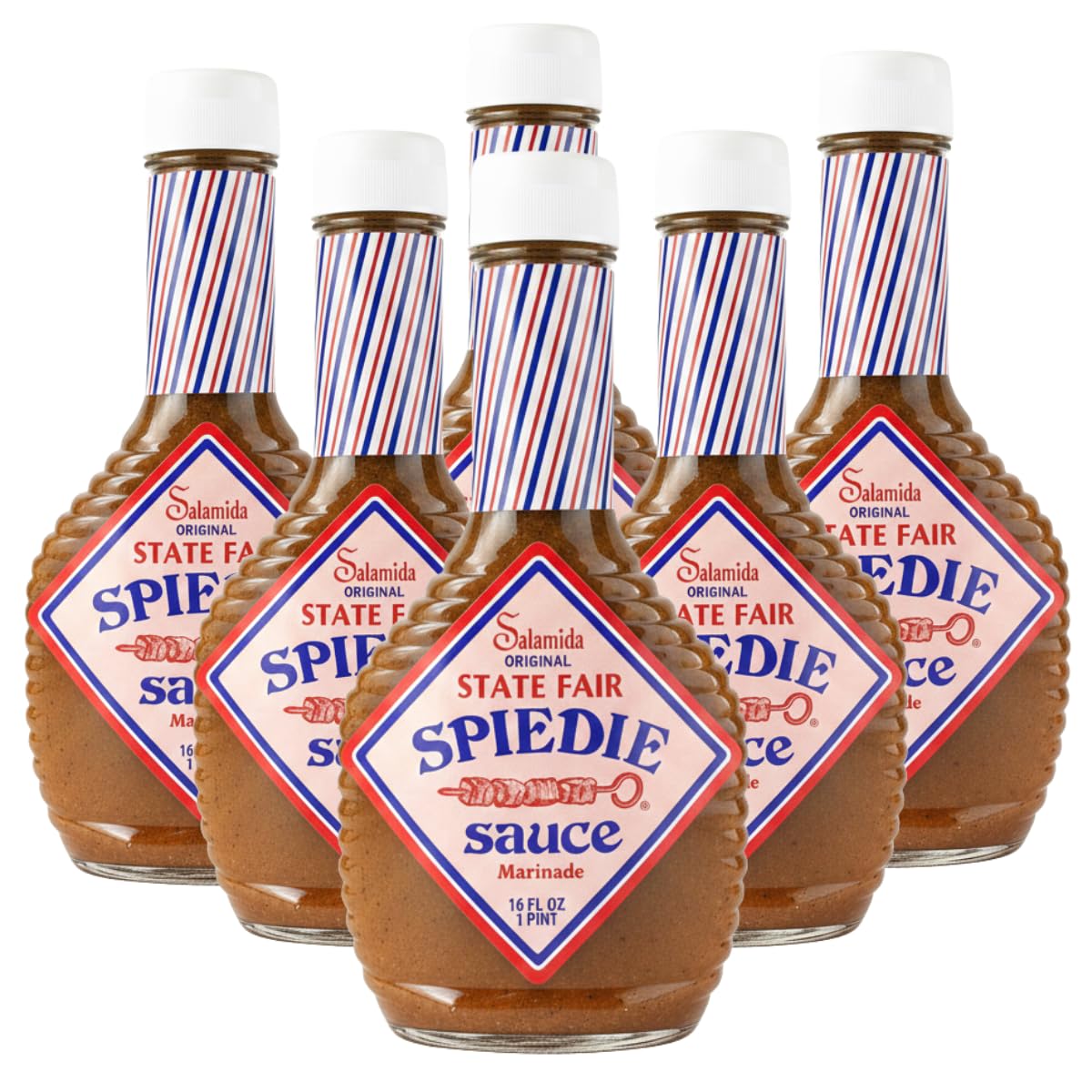 Salamida New York State Fair Spiedie Original Sauce, 16 oz (6-Pack) – Authentic New York Flavor Marinade for Meats, Poultry, Fish, Vegetables & More, Gluten-Free