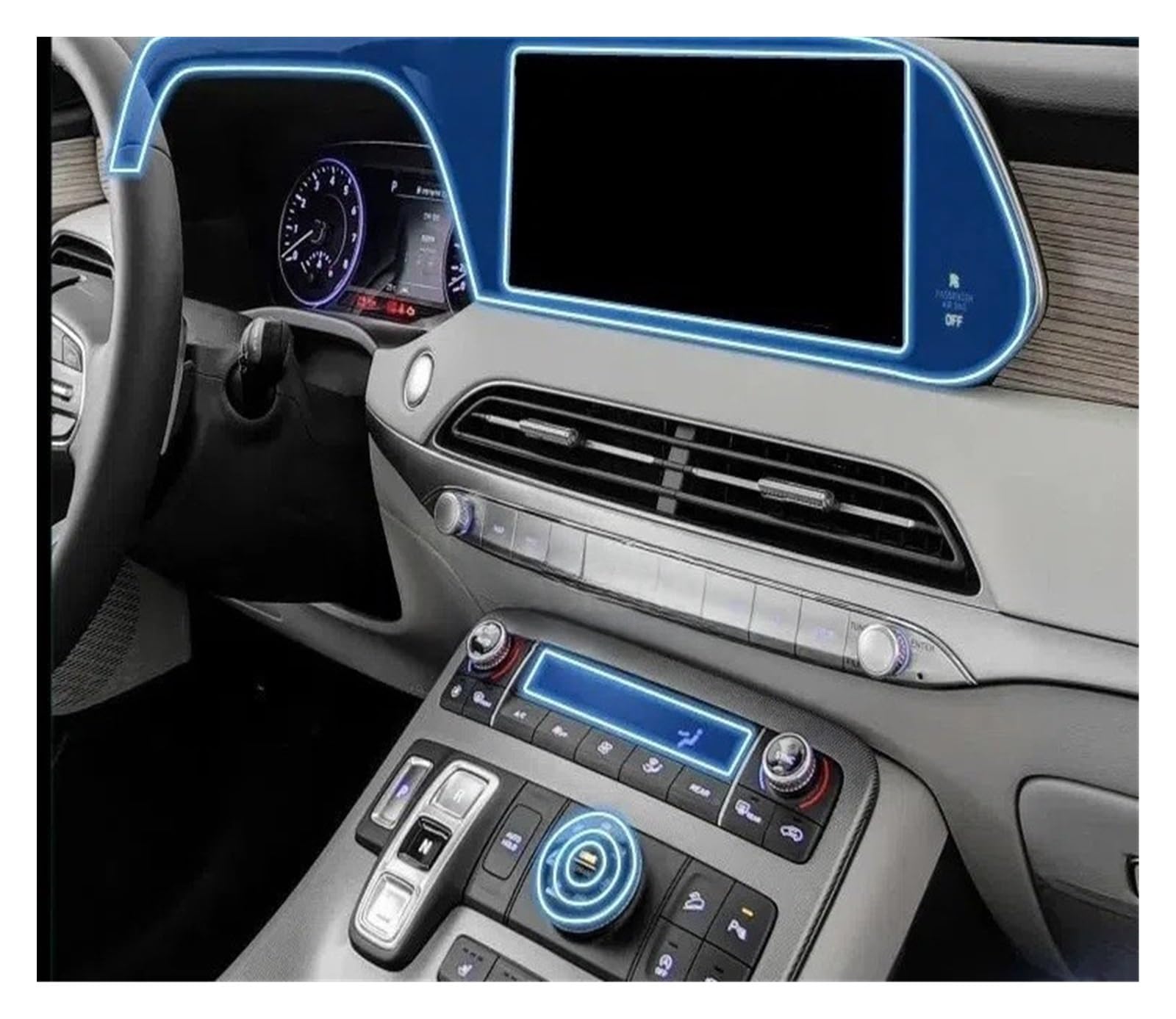 para Hy&undai Palisade 19-23 Consola Central Interior De Coche Película Protectora Transparente TPU Anti-arañazos Accesorios Reparación Reajuste Protector Pantallas