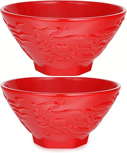 Needzo Tazón de fideos japoneses tradicional extra grande para ramen, pho y sopa, diseño de dragón rojo, 47 onzas líquidas, juego de 2 disponible en Yaxa Costa Rica
