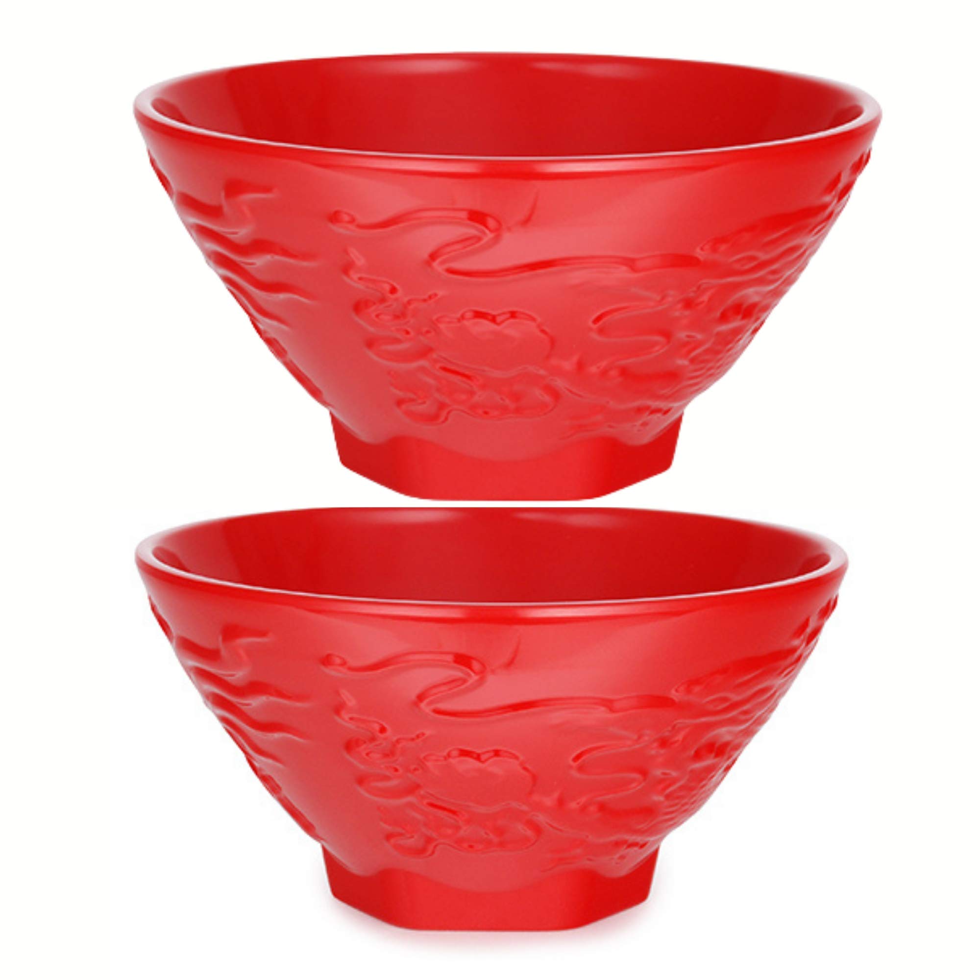 Lot de 2 bols à nouilles japonaises traditionnels extra larges pour ramen, Pho et soupe, motif dragon rouge, 47 ml