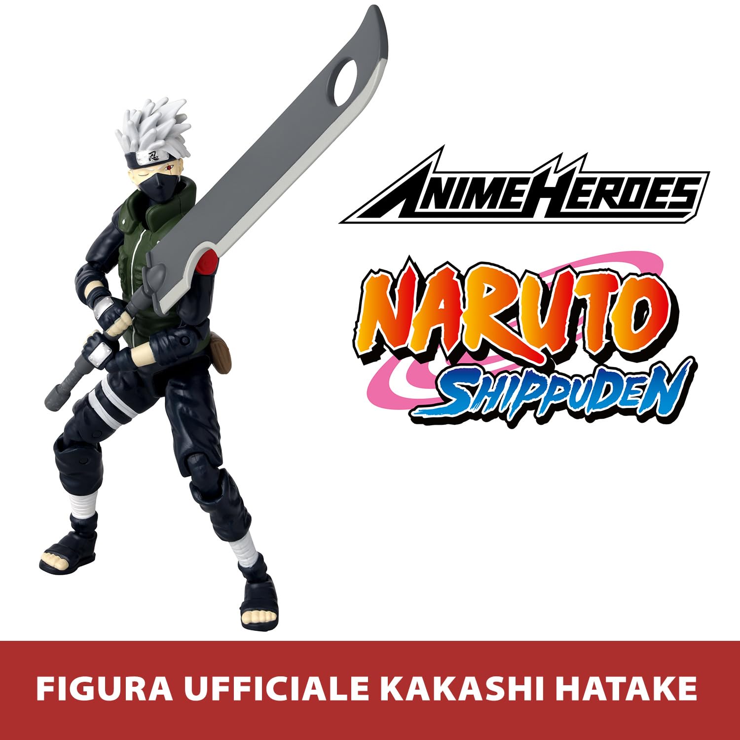 BANDAI - Anime Heroes - Naruto Shippuden - Figurina Manga Anime heroes 17 cm - Kakashi Hatake (Quarta Grande Guerra Ninja) - Figurina Kakashi articolata - Giocattolo per bambini 4 anni e + - 36963