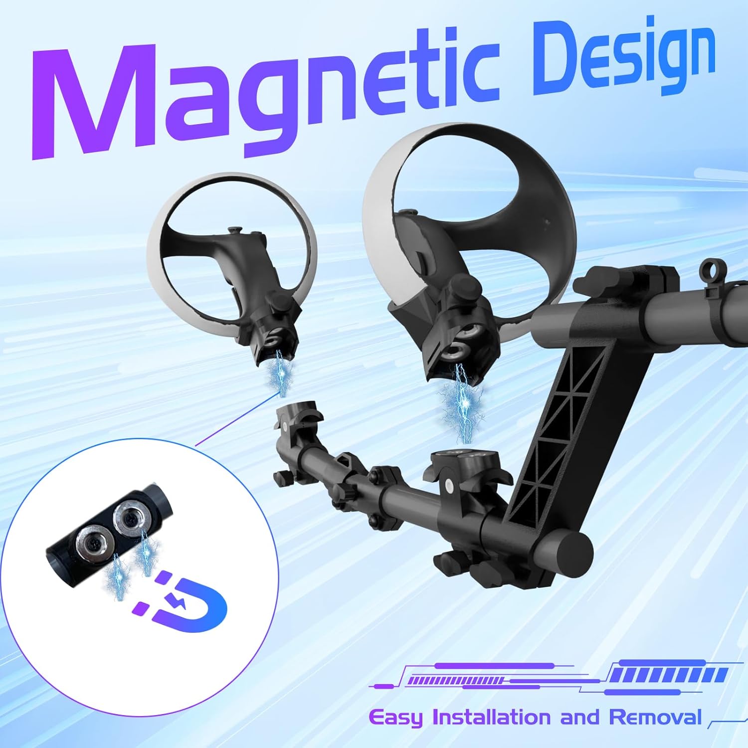 Hounyoln VR Gunstock for PlayStationVR2, for PSVR2 Controller Grips for Enhance Stability and Control Magnetic Controller VR Game Simplified Version (Black)