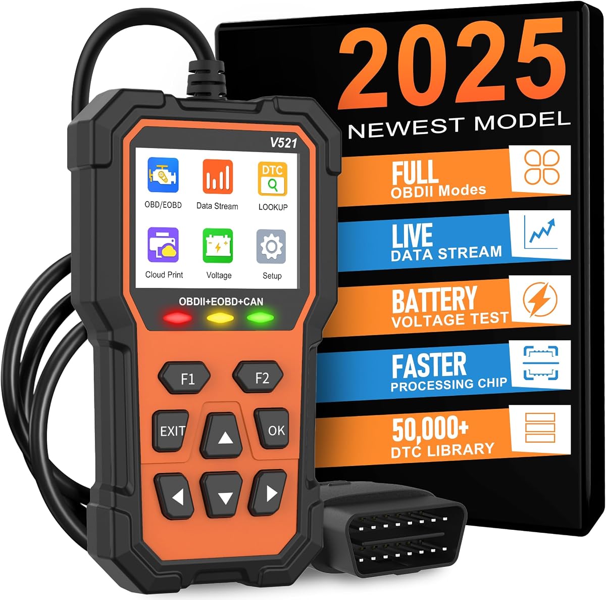 Herramienta de diagnóstico del escáner OBD2, lector de códigos de automóvil profesional | Compruebe la luz del motor con reinicio OBDII/EOBD Herramienta de diagnóstico del escáner del automóvil Datos en vivo para todos los automóviles después de 1996