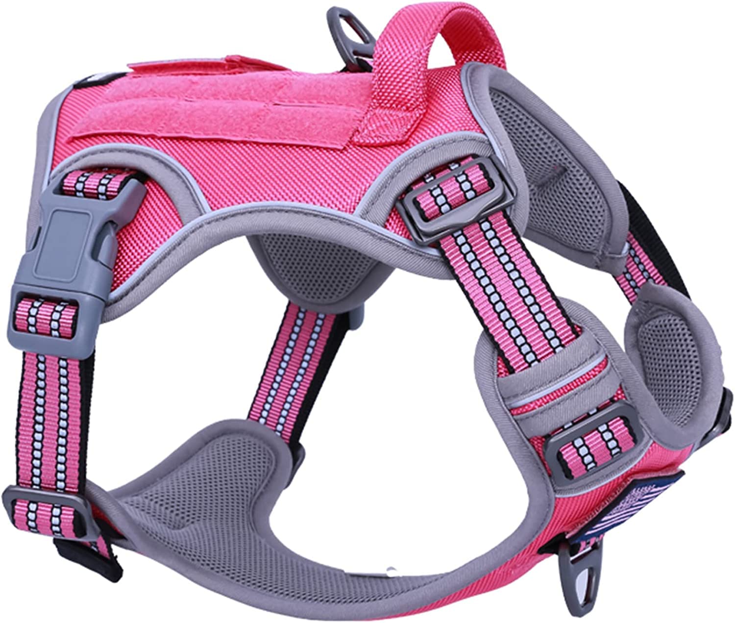 BUMBIN Tactical Dog Harness for Small Dogs No Pull, Famous TIK Tok No Pull Puppy Harness, Fit Smart Reflective Pet Walking Harness for Training,