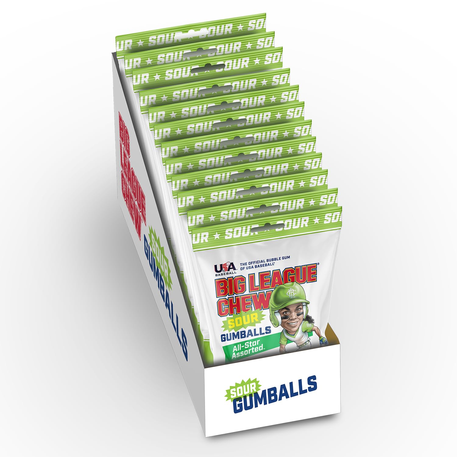 New! Big League Chew Sour Gumballs Pack of 12 Bags (3oz Each) - Image 7