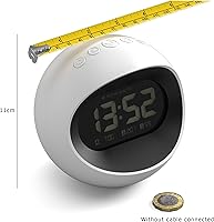 Vista 5 de NEWGATE® Centre of The Earth Alarm Clock Round Retro Digital LCD Clock White Ideal for Bedside, Desk or Shelf Retro Bedroom & Office
