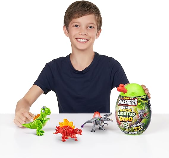 Smashers Mini Jurassic Light Up Dino Egg (Stegosaurus) by ZURU Collectible Egg, Volcano Slime, Fossil Toy, Dinosaur Toys, T-Rex Toy for Boys and Kids
