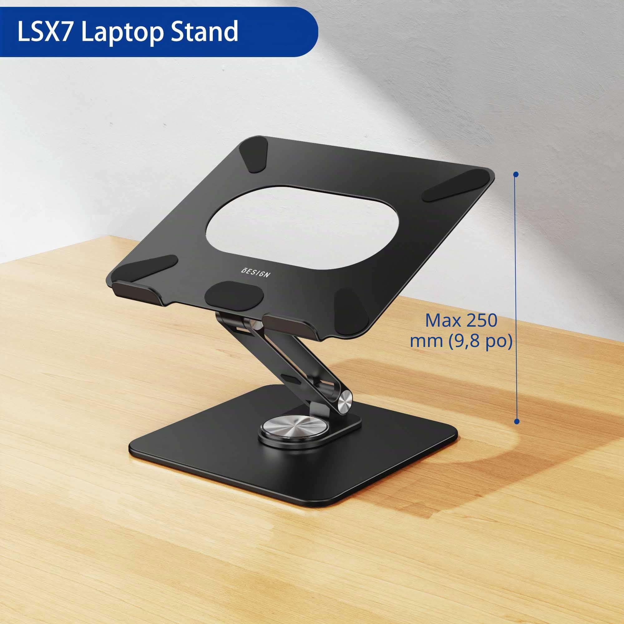 BESIGN LSX7 Support Ordinateur Portable Base Rotative 360° Ergonomique Compatible 10-15.6 Pouces Noir