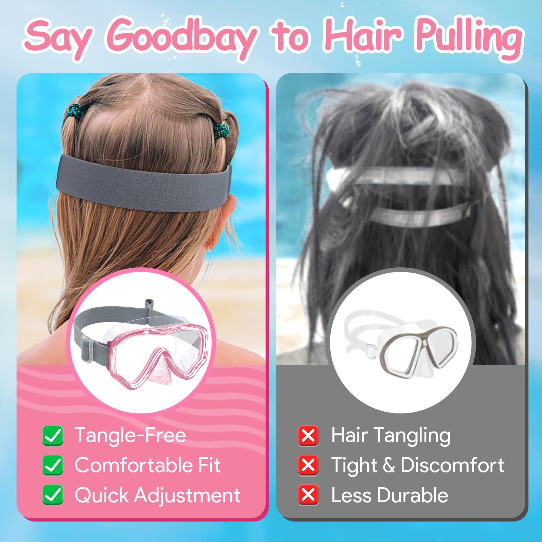 Vvinca Lunettes De Natation Enfant – Anti-buée, UV, Joint Double, Sangle Réglable, Bouchons D’oreilles Et Pince-nez Inclus