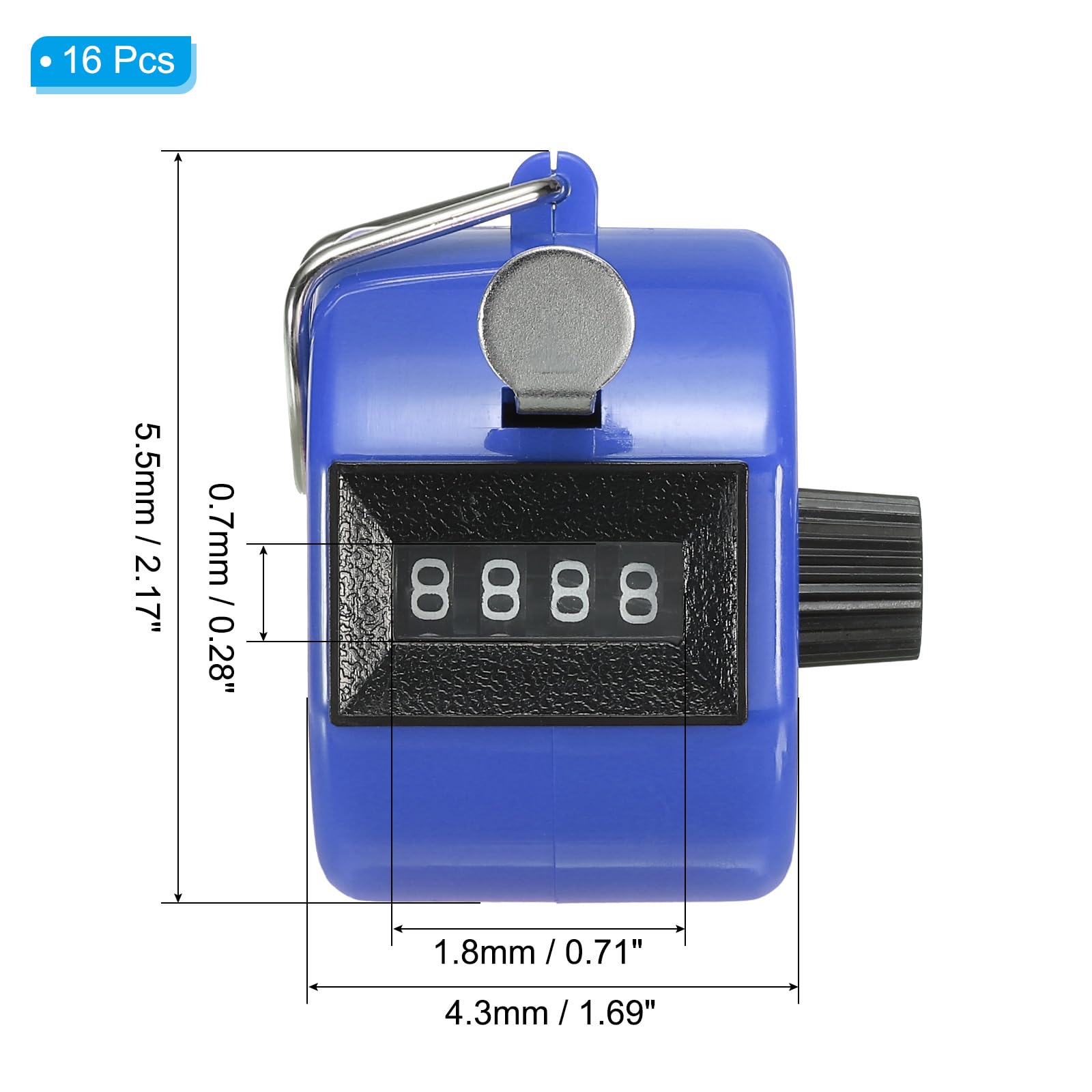 PATIKIL Clicker Counter, 16 Pcs 4 Digit Mechanical Handheld Tally Click Pitch Counter for Coaching Knitting Golf, Lap, Fishing, Blue - Image 2