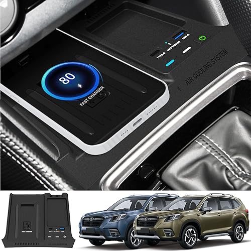 Cargador inalámbrico de coche para Subaru Forester 2019-2023, almohadilla de carga rápida Qi de 15 W para Subaru Forester Base Premium Sport Limited