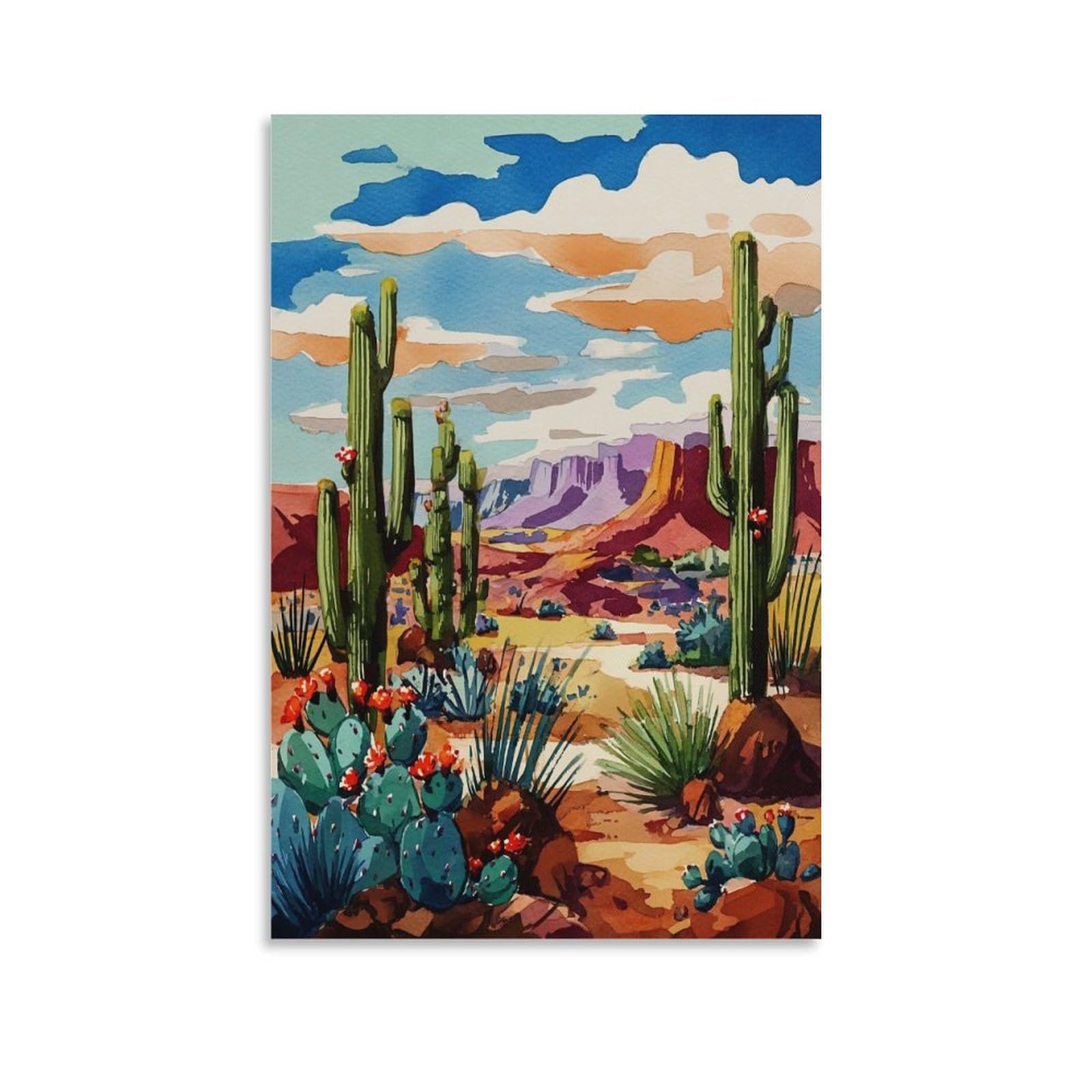ZBBGGOZ Organ Pipe Cactus National Monument Posters 24x36inch(60x90cm) Vintage Watercolor Canvas Art