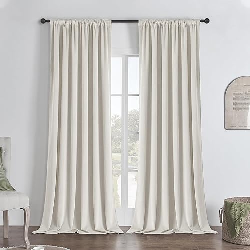 Miniatura 35 de Joydeco Cortinas negras 100% opacas de 84 pulgadas, 2 paneles, cortinas de terciopelo negro con aislamiento térmico de lujo para dormitorio, sala de