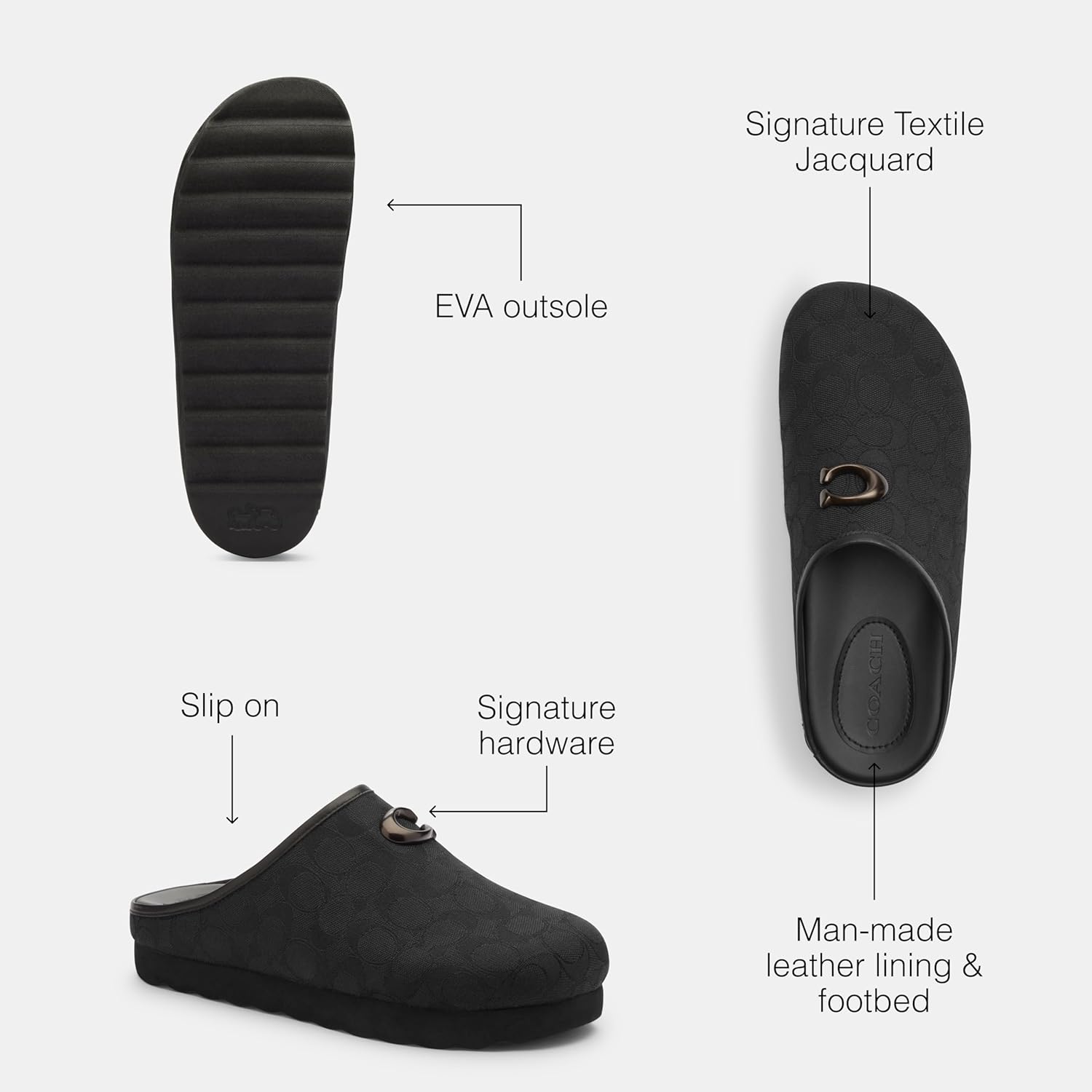 Hadley Slip Klogs Hadley COACH Hadley Signature Logo Print