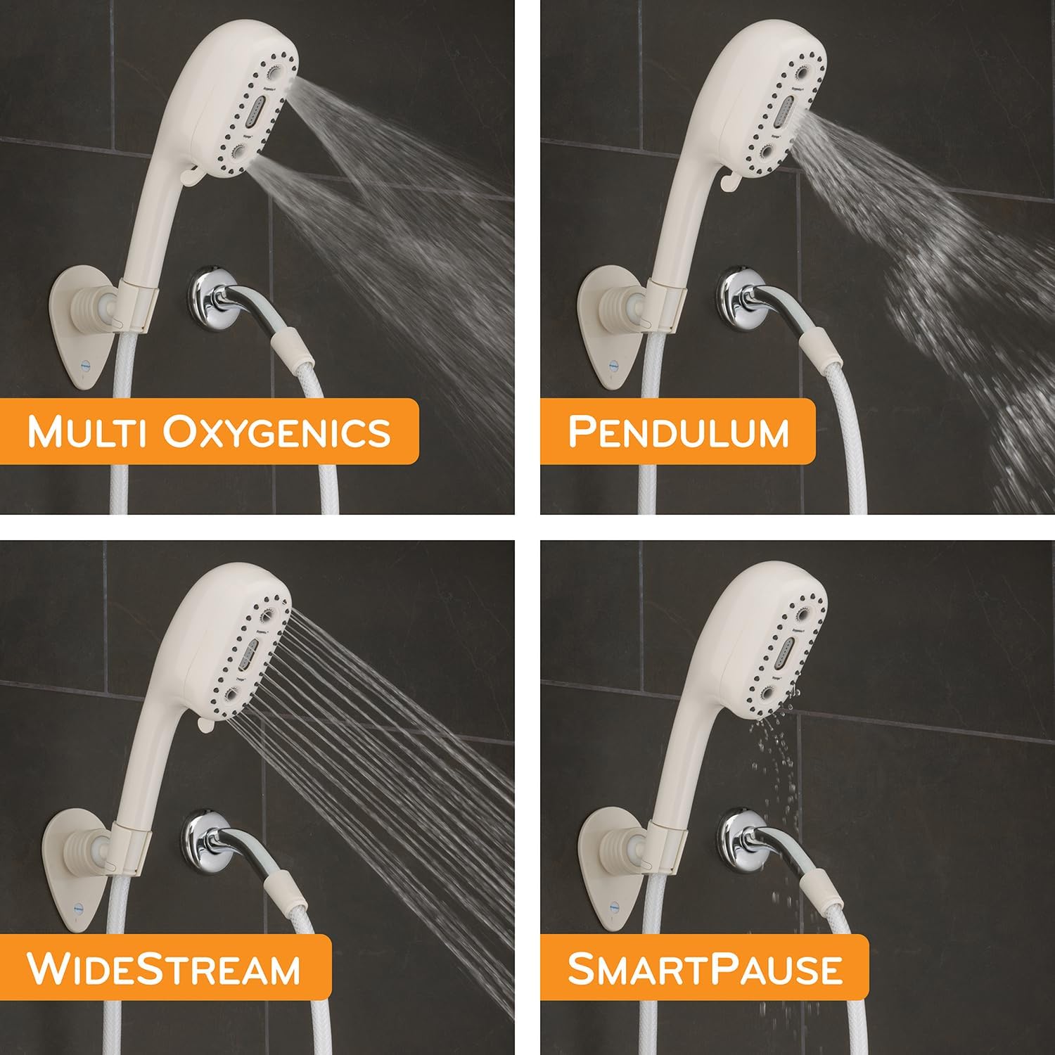 Oxygenics Voyage RV 4-Setting White Handheld Shower Head