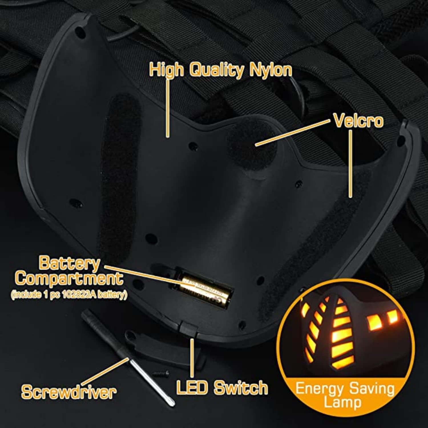 Zhongren LED Cyber Punk Face Mask Cosplay Half Face Masks Demon Cyberpunk Light up for Halloween Party Costume CS Airsoft Tactical Outdoor Games - Image 4