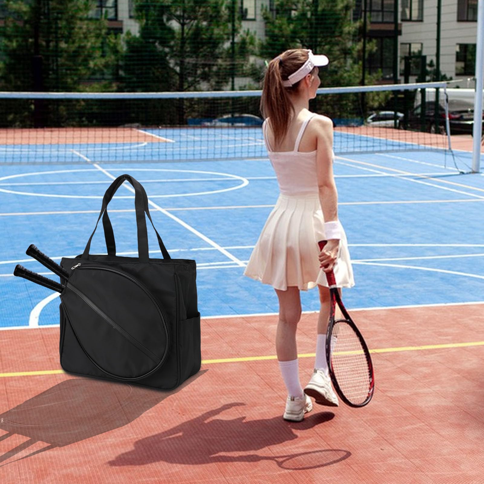 SUNGOOYUE Borsa da Tennis per Uomo Donna, Borsa a Tracolla Sportiva Sportiva a Tracolla per Racchetta da Tennis con Nylon di Grande capacità, per Palestra, Viaggi, Escursionismo,