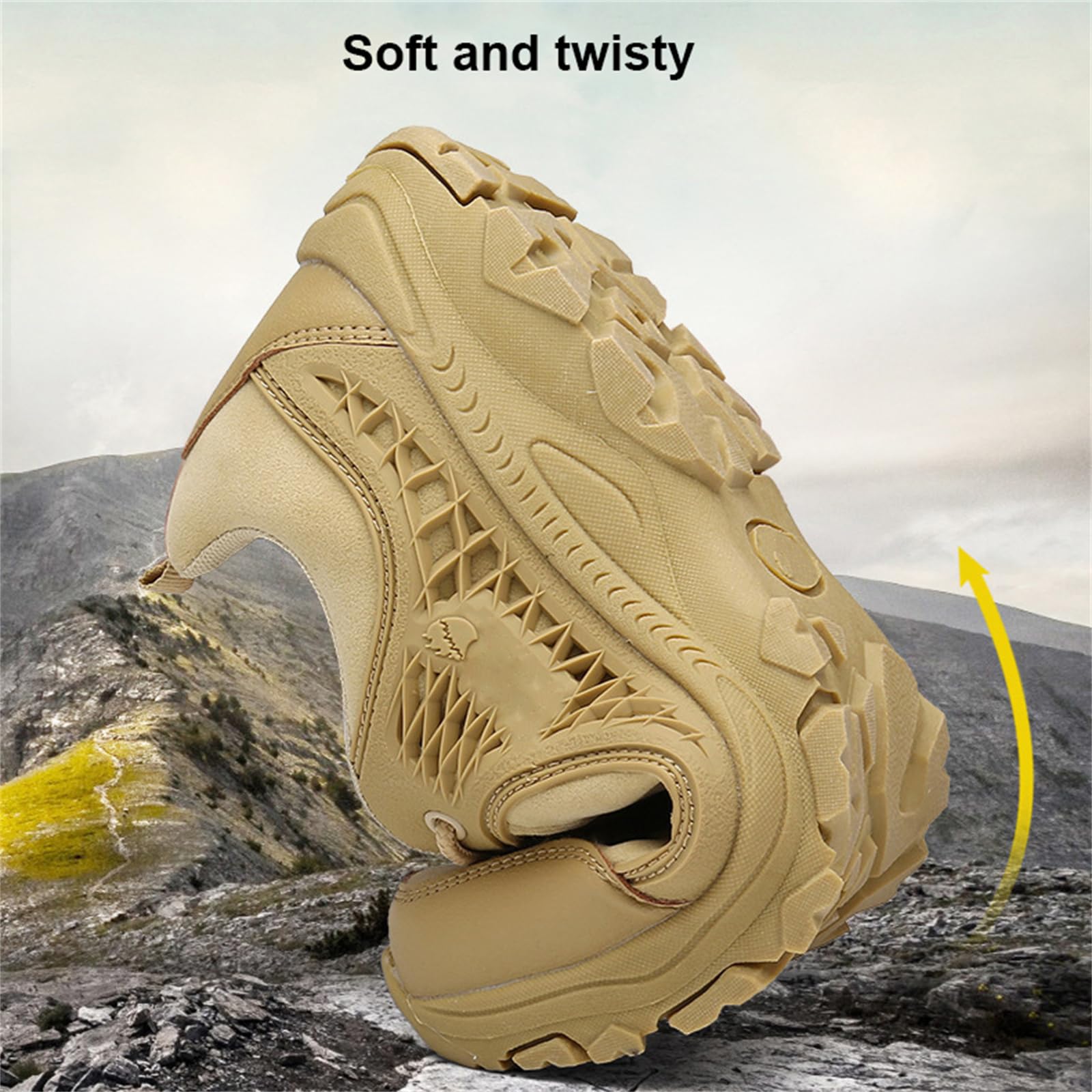 Scarponi da Trekking Impermeabili da Uomo,Stivali Tattici Militari da Uomo,Scarpe da Allenamento Basse,per Escursioni all'Aria Aperta, Arrampicata su Roccia, Caccia, ECC,Marrone,42 EU