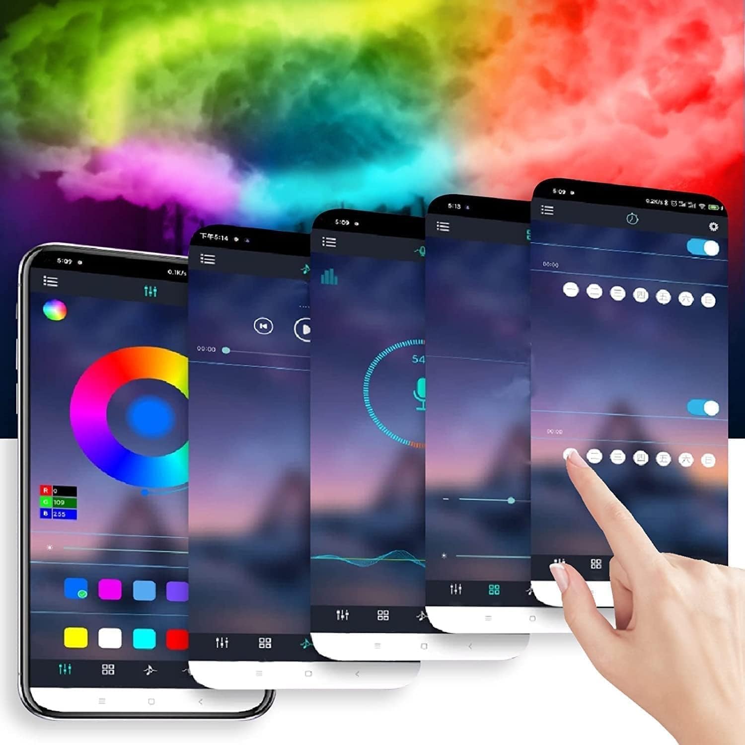 16/32 Fuß RGB 3D-Gewitterwolken-Lichtleiste, Stimmungsvolle Deckenbeleuchtung, Musik- Und Sprachsteuerung, Mehrfarbiger Lichtstreifen For Die Dekoration Von Gaming-Zimmern(32ft)