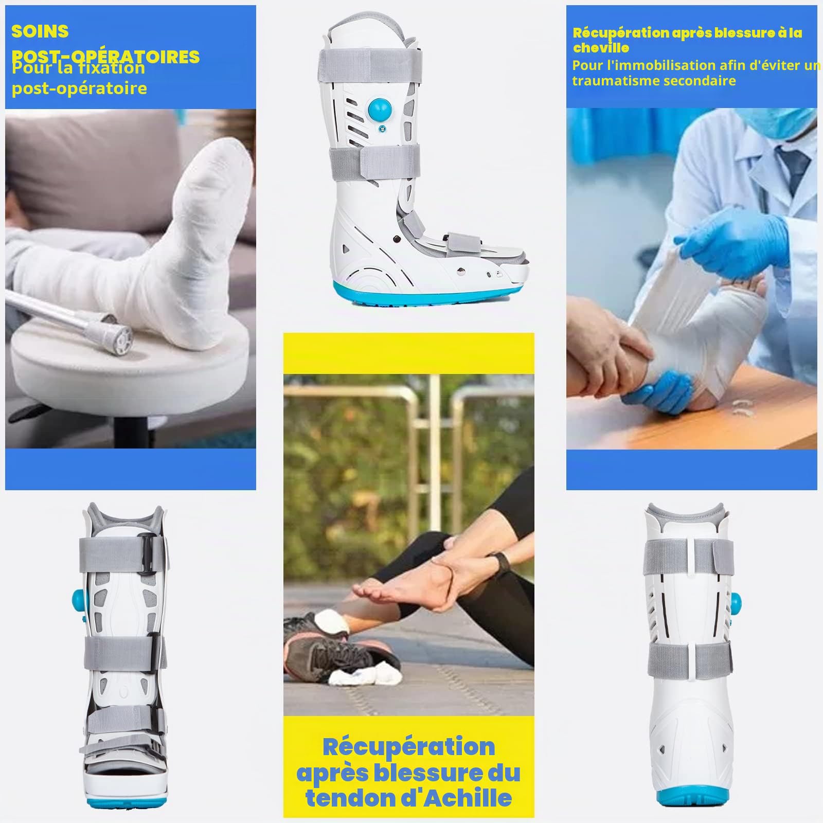 Bottes de marche gonflables orthopédiques pour entorse cheville récupération douleur pied fracture stress