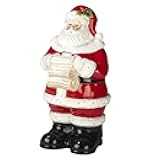 Holiday Wishes 3D Santa Cookie Jar – Festive 12.25” Ceramic Santa Claus Jar for Holiday Cookies, Treats, Candy & Christmas Kitchen Décor