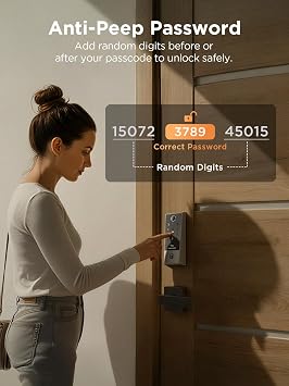 TCL Smart Lock D2 Plus, Fingerprint Keyless Entry Door Lock, Touchscreen Keypad Deadbolt Front Door Lock, Built-in Wi-Fi, App Remote Control, Compatible with Alexa & Google Home, 8-Month Battery