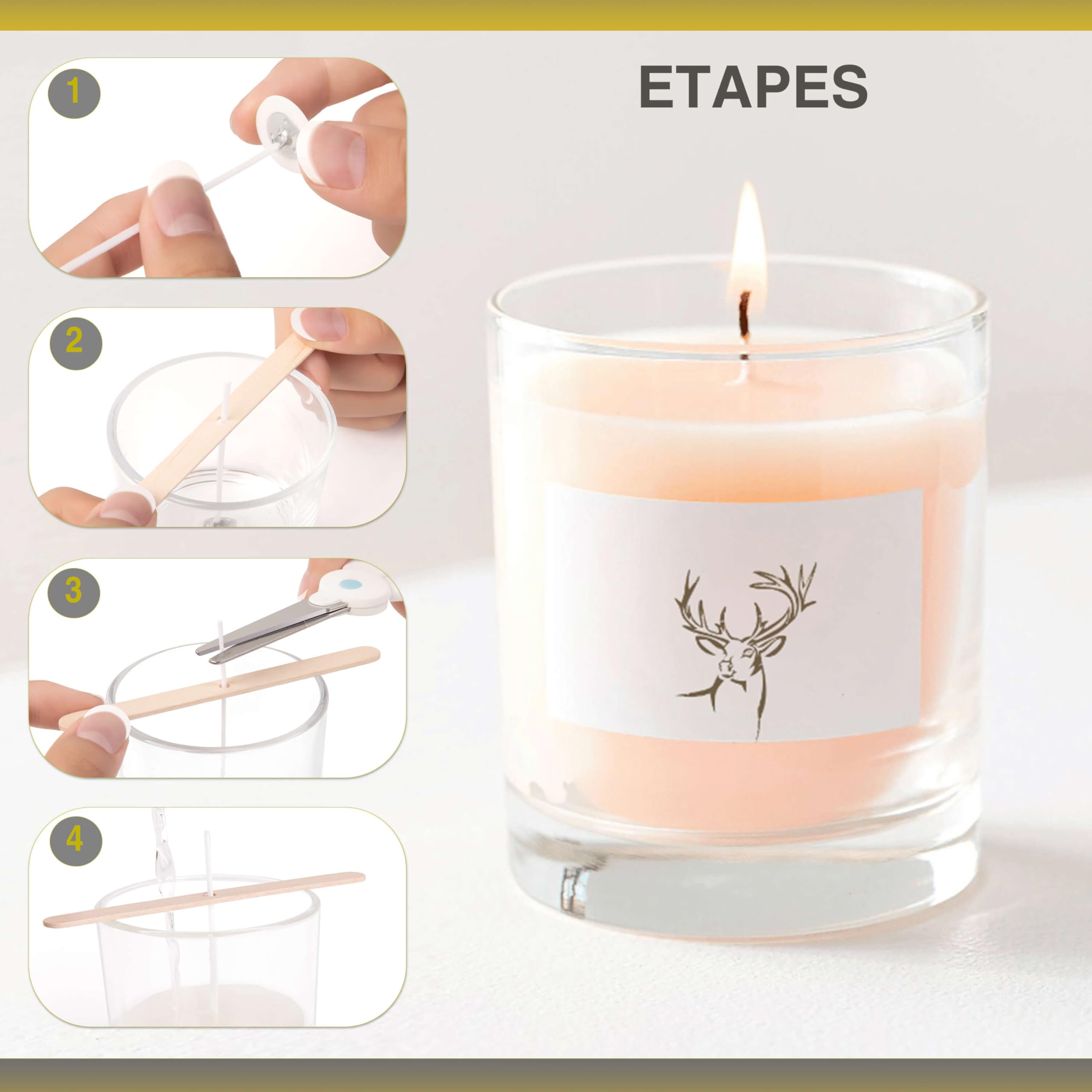 Lot 10 Mèches Doubles En Bois Pour Bougie